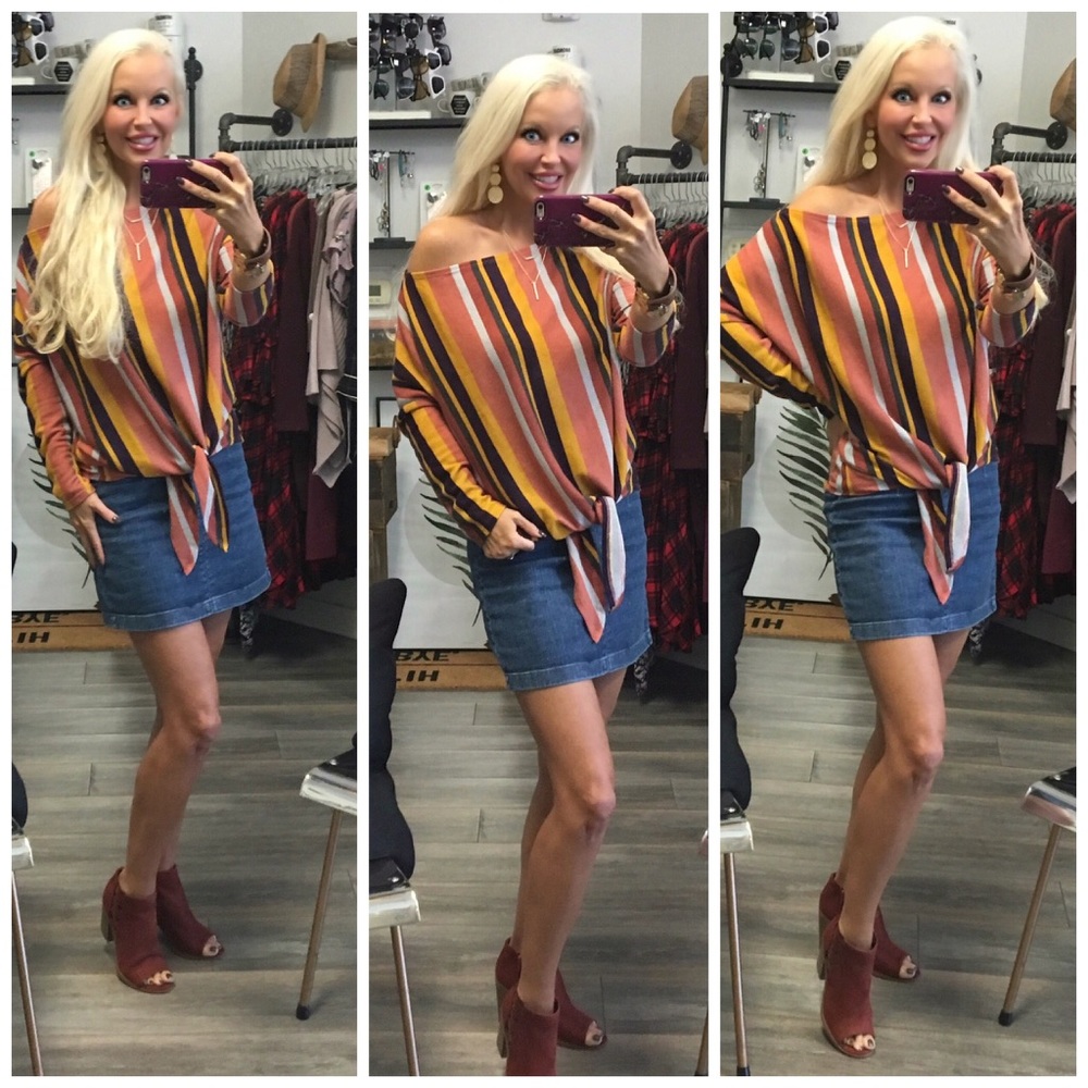 ❤️LAST 1! Super Soft Fall Colors Front Tie Top! - Picture 3 of 8